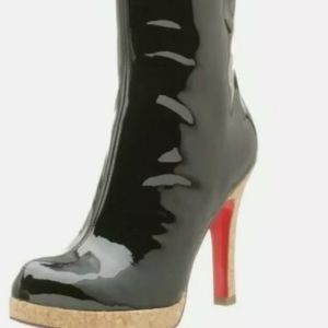 oh DEER! Women's Black Patent Leather Platform Red Bottom Boots Heels